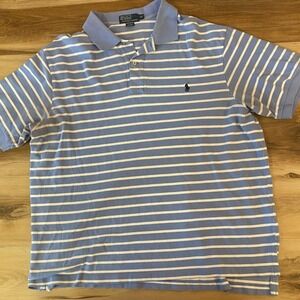 Polo Ralph Lauren Shirt 2XB BIG Mens Blue Striped Polo Shirt Classic Fit Cotton